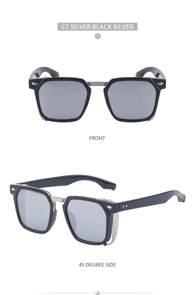 Men and Women Vintage Steampunk Style Anti-UV Square Sunglasses
