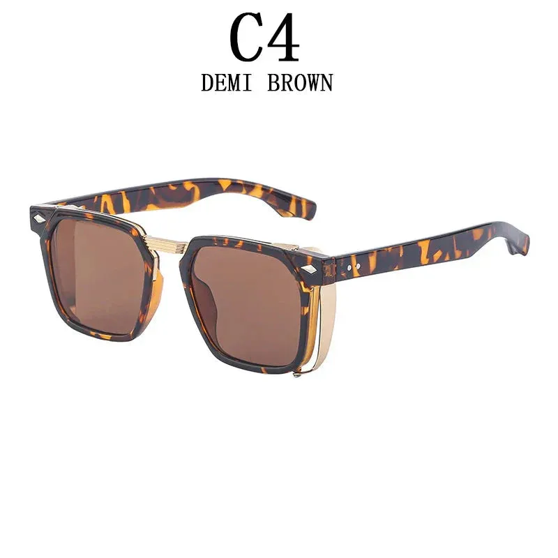 Men and Women Vintage Steampunk Style Anti-UV Square Sunglasses