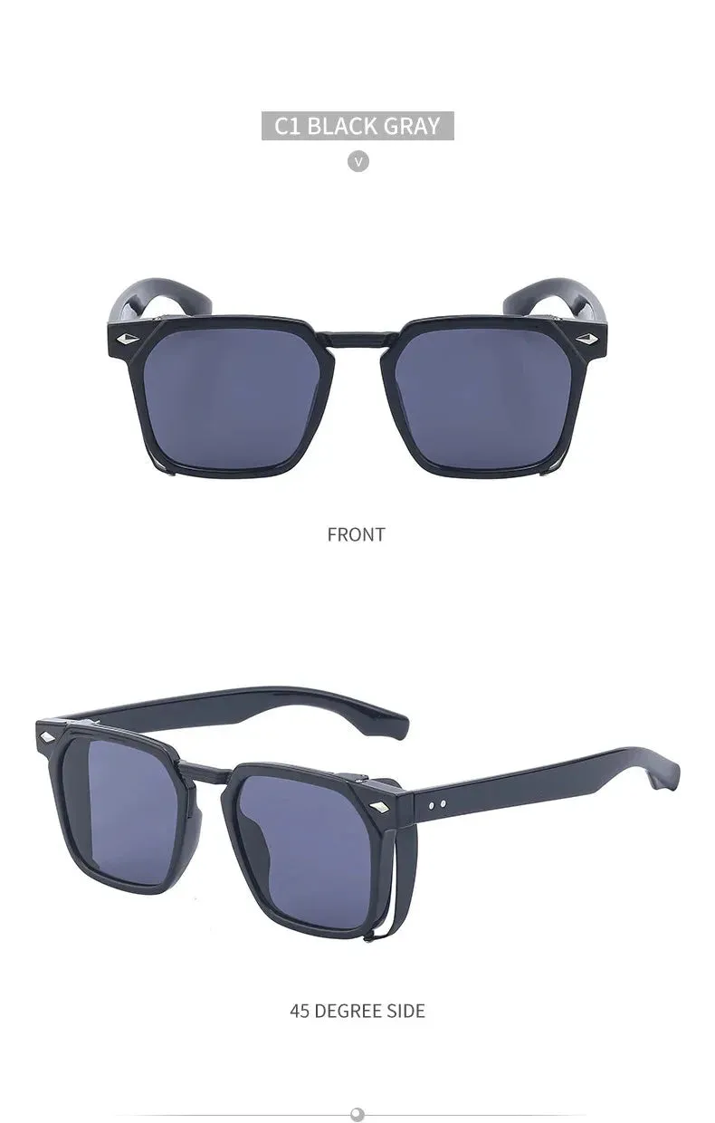 Men and Women Vintage Steampunk Style Anti-UV Square Sunglasses