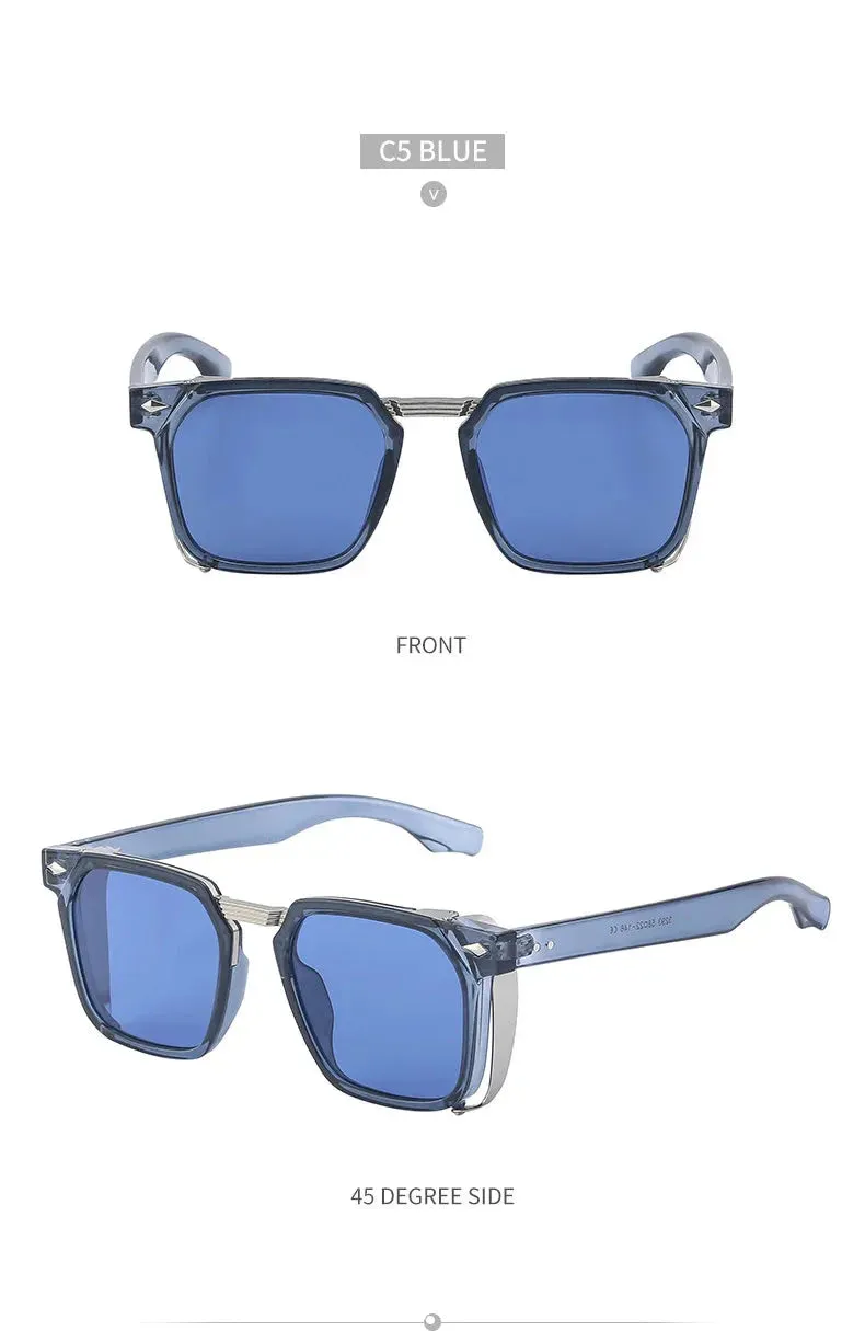 Men and Women Vintage Steampunk Style Anti-UV Square Sunglasses