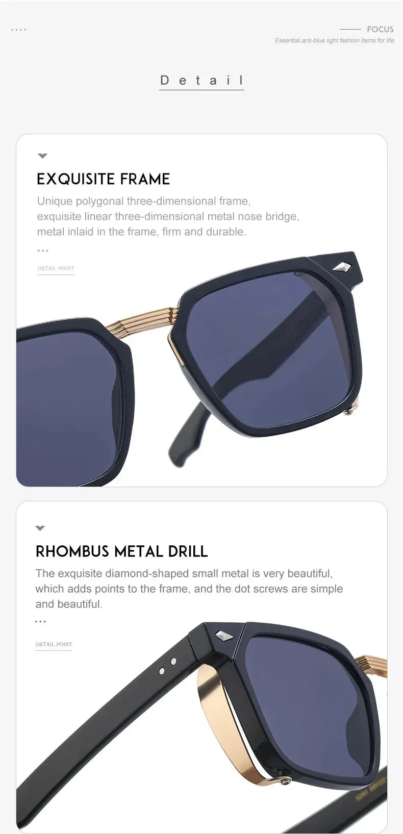 Men and Women Vintage Steampunk Style Anti-UV Square Sunglasses