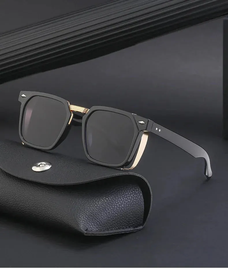 Men and Women Vintage Steampunk Style Anti-UV Square Sunglasses