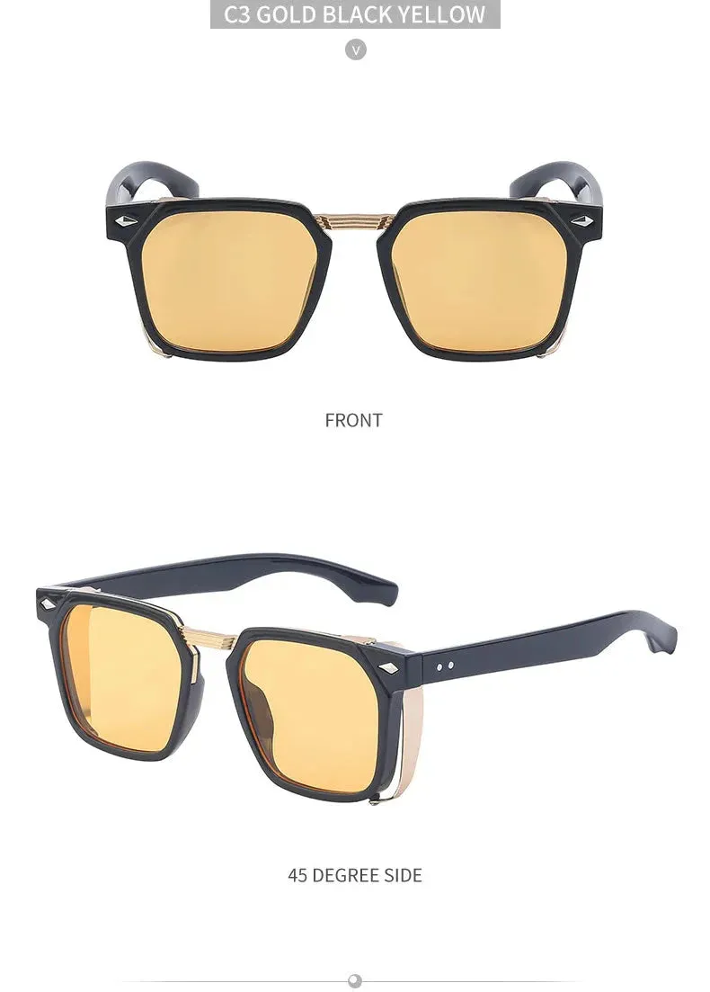 Men and Women Vintage Steampunk Style Anti-UV Square Sunglasses