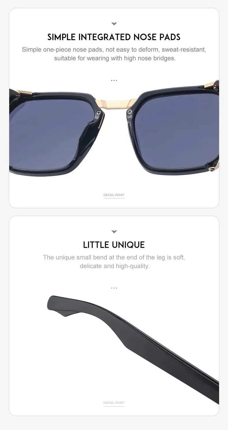 Men and Women Vintage Steampunk Style Anti-UV Square Sunglasses