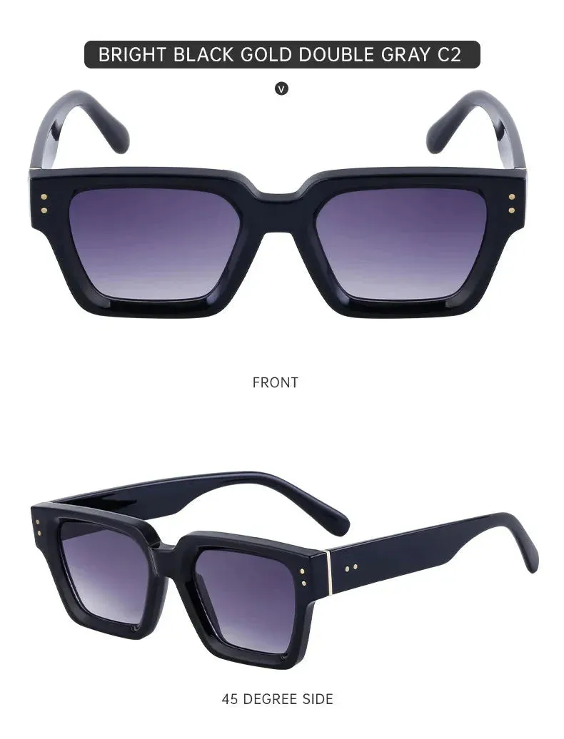 Men and Women Vintage Style Anti-UV400 Gradient Square Sunglasses