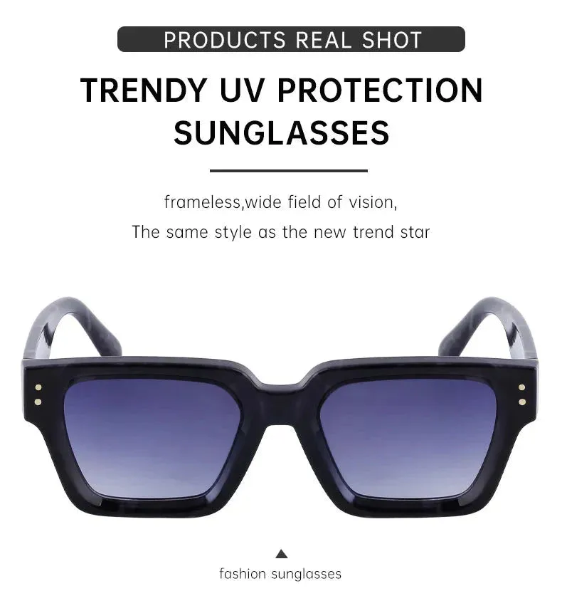 Men and Women Vintage Style Anti-UV400 Gradient Square Sunglasses