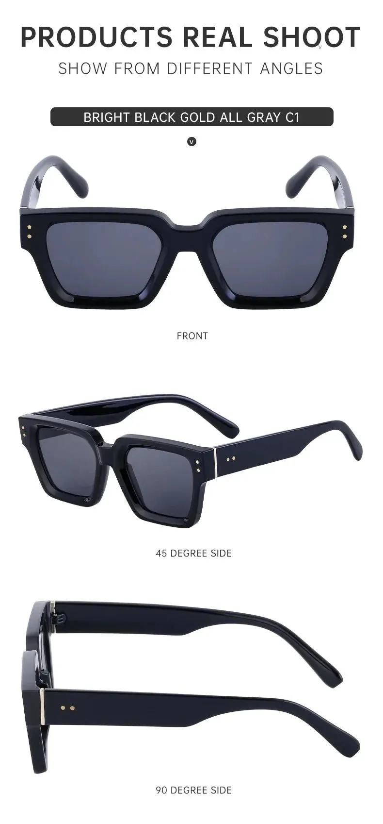 Men and Women Vintage Style Anti-UV400 Gradient Square Sunglasses