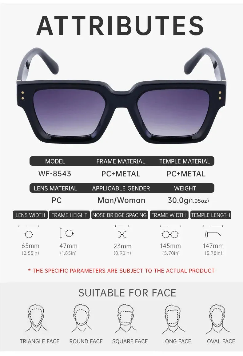 Men and Women Vintage Style Anti-UV400 Gradient Square Sunglasses