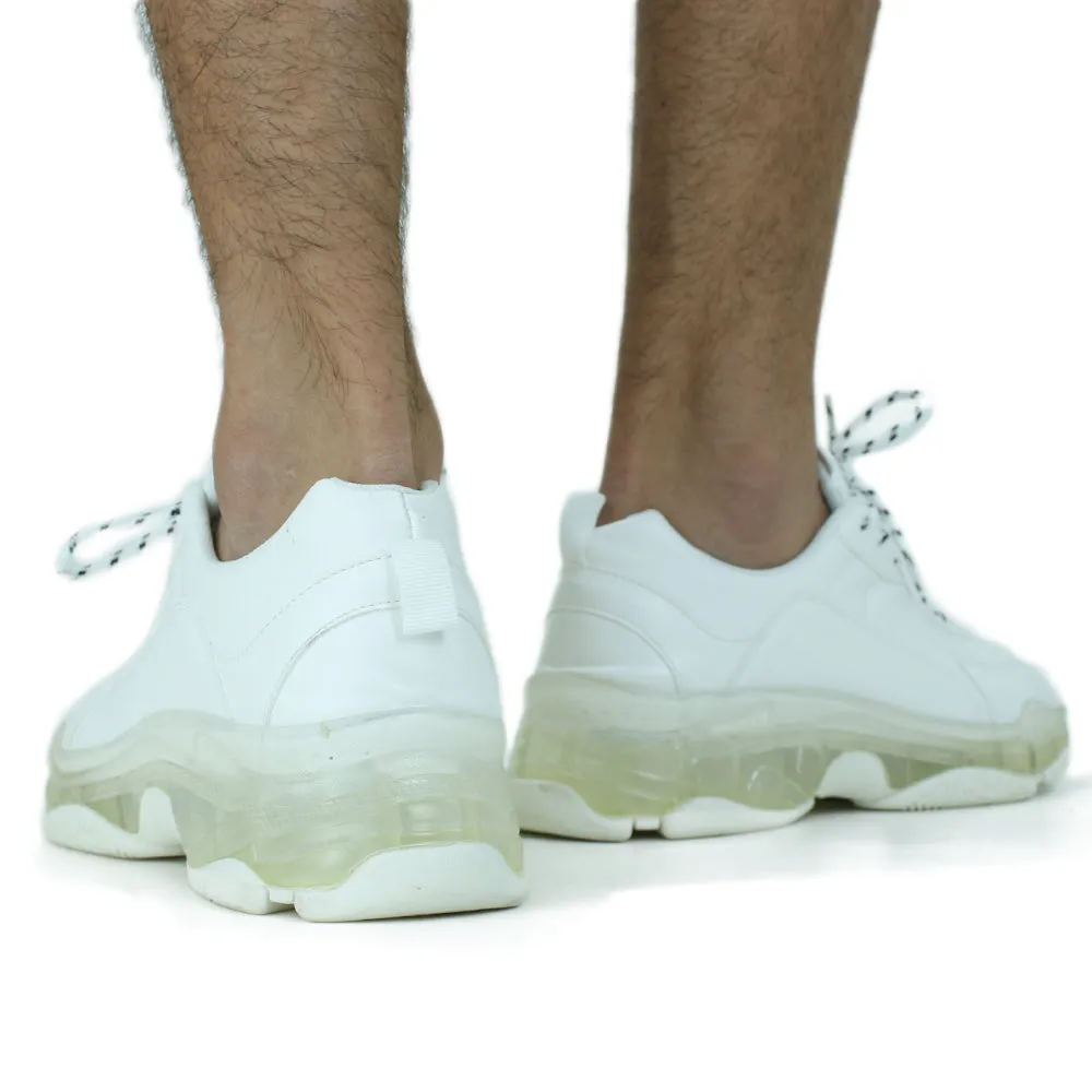 Men's Faux Leather Plain Sport Shoes,White