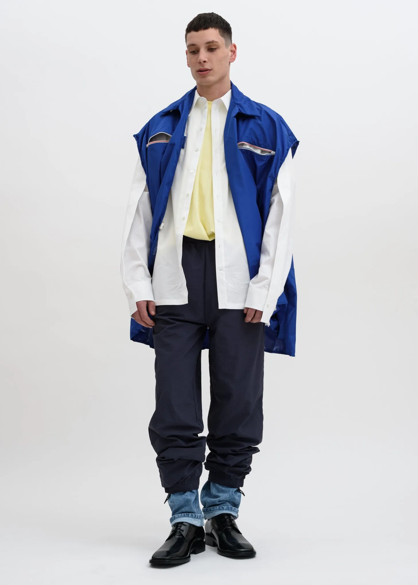 Navy Denim Cuff Track Pants