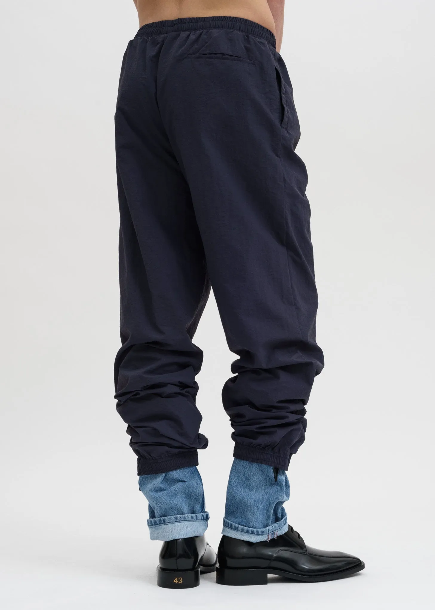 Navy Denim Cuff Track Pants