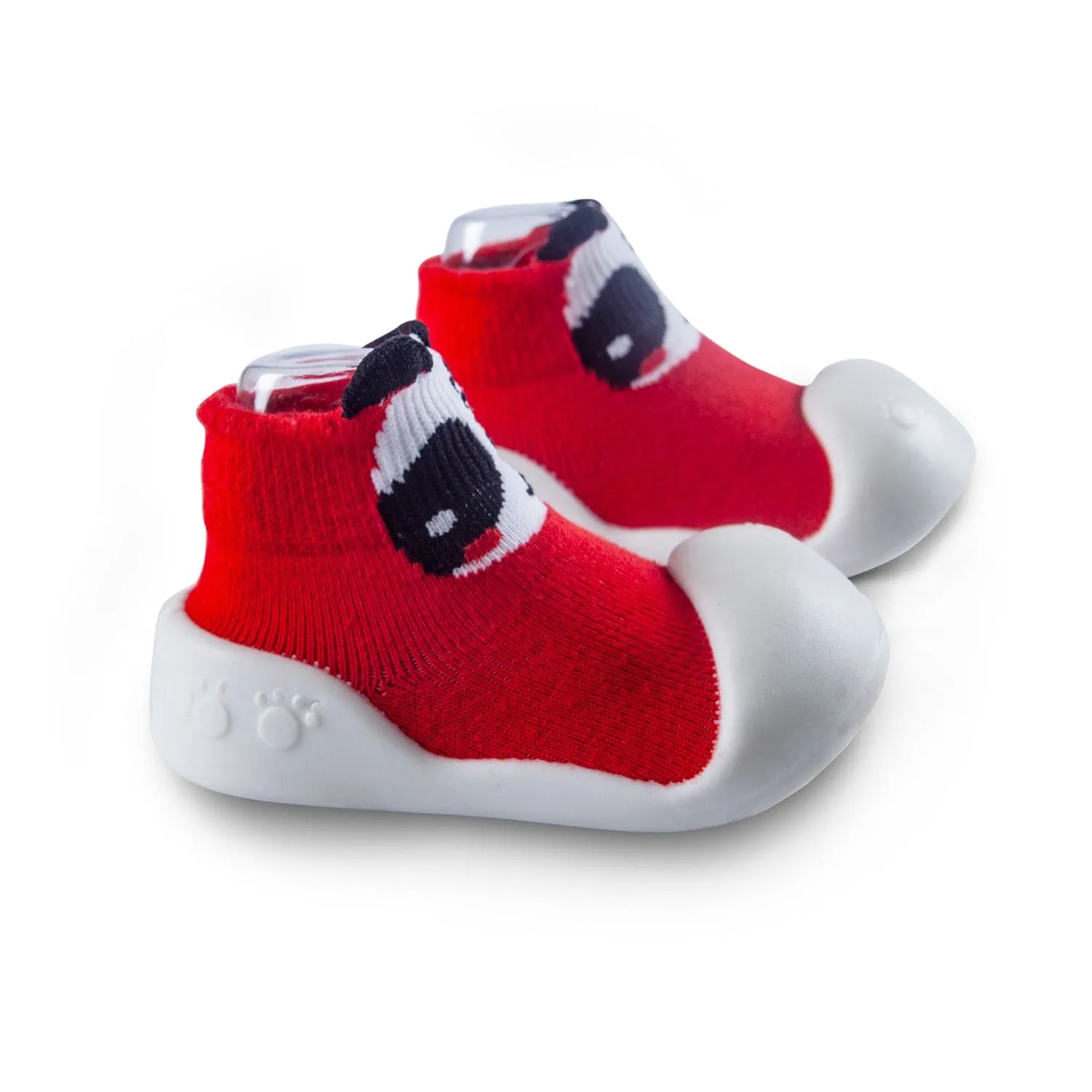 Newborn Anti-Skid Rubber Sole Slip-On Shoes Panda - Red