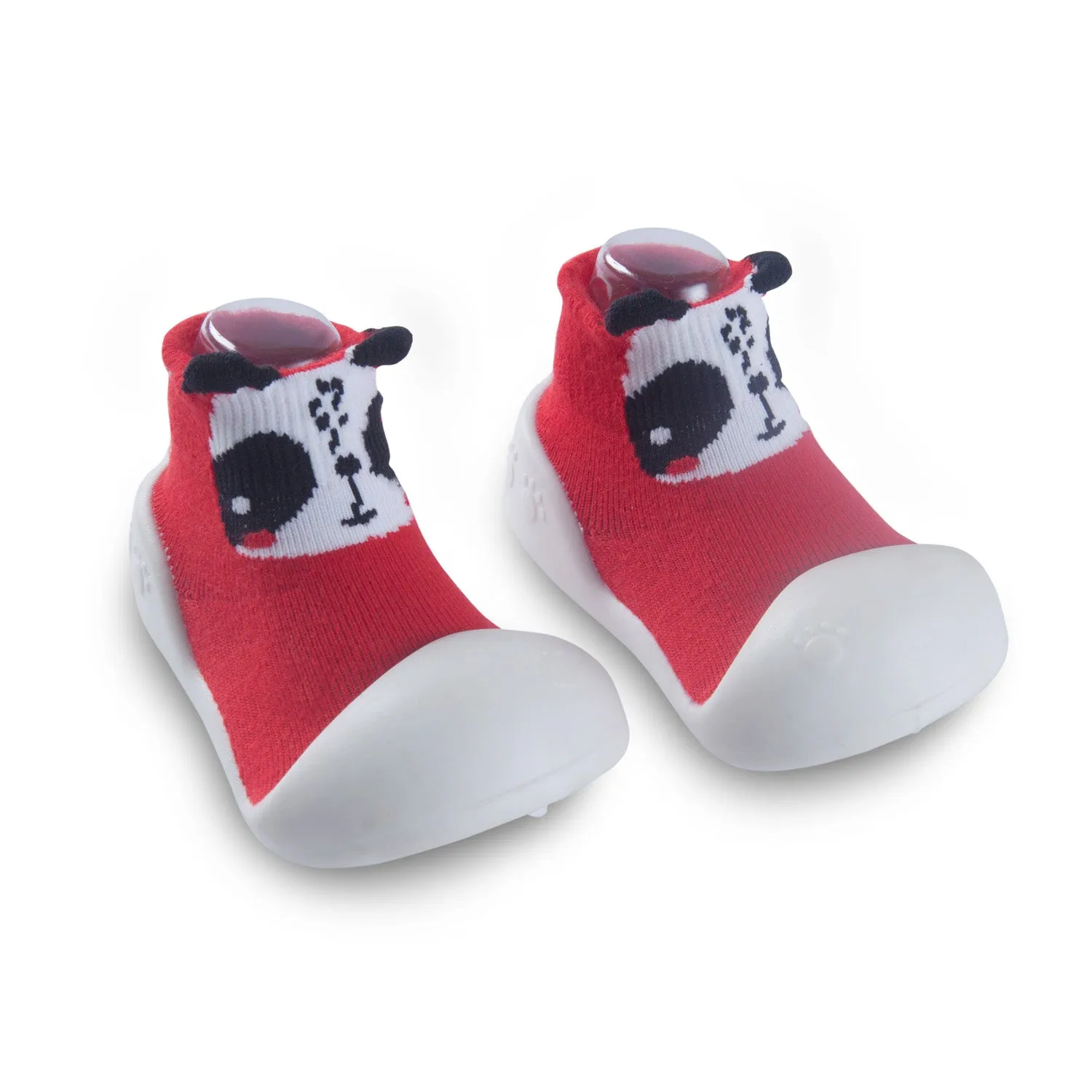 Newborn Anti-Skid Rubber Sole Slip-On Shoes Panda - Red