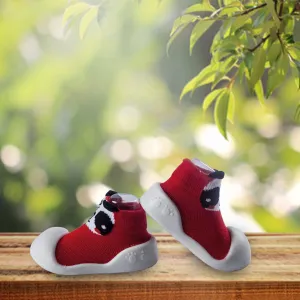 Newborn Anti-Skid Rubber Sole Slip-On Shoes Panda - Red
