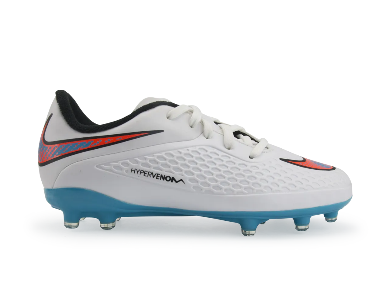Nike Kids Hypervenom Phelon FG White/Blue Lagoon/Crimson Black