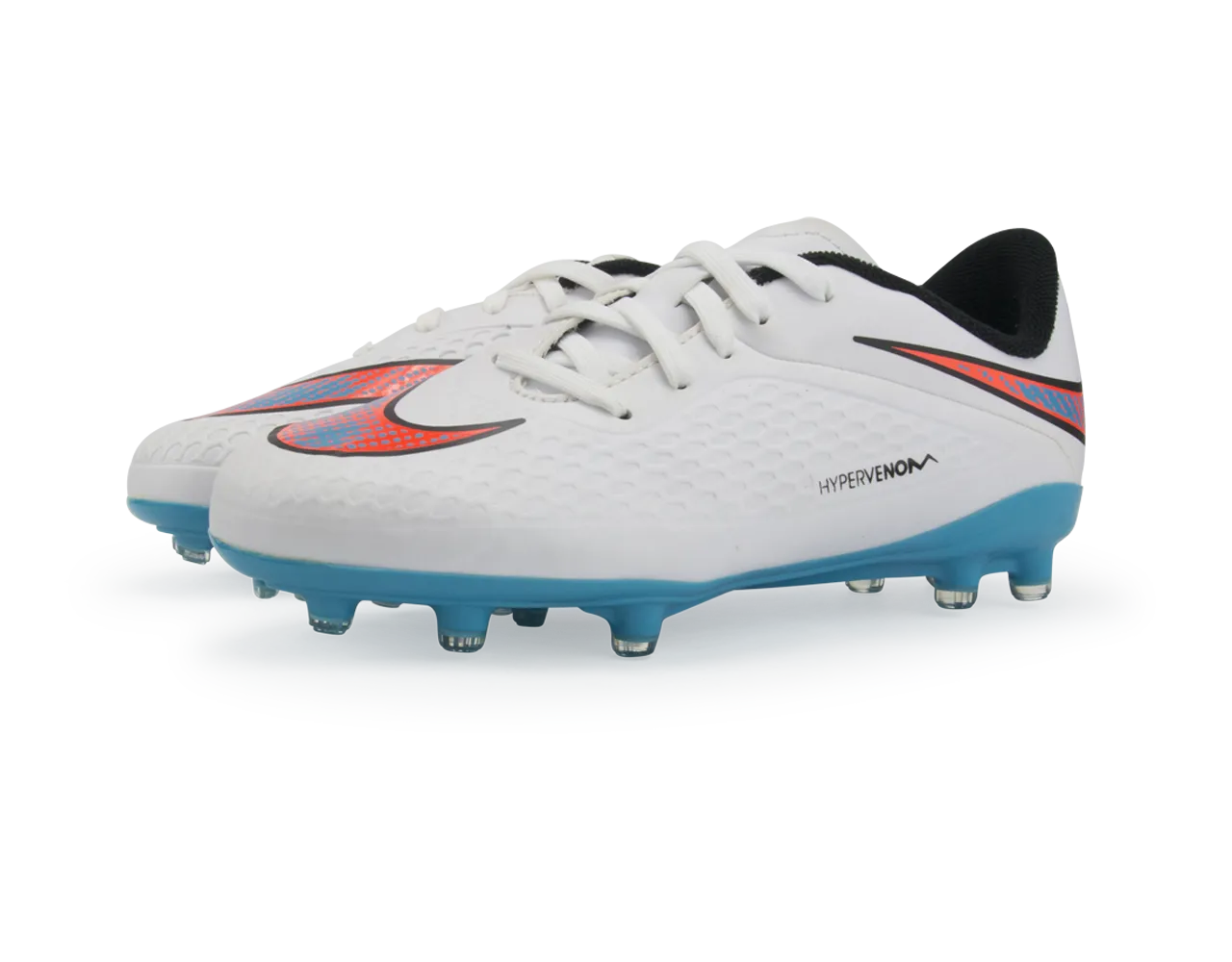 Nike Kids Hypervenom Phelon FG White/Blue Lagoon/Crimson Black