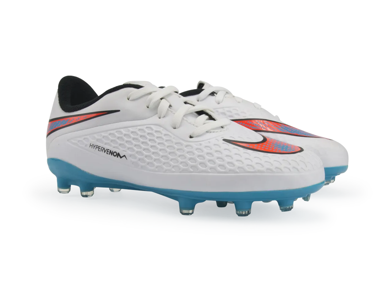Nike Kids Hypervenom Phelon FG White/Blue Lagoon/Crimson Black