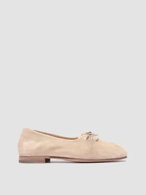 OLIVER 102 - Beige Suede Ballerina Shoes