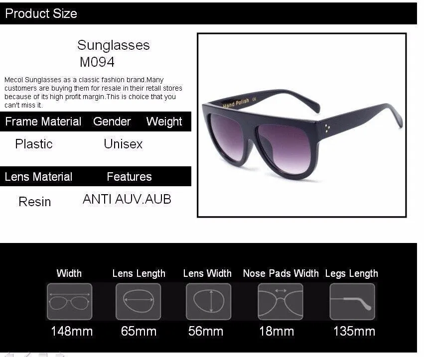 Oversize Flat Shield Design Rivet Sunglasses for Women with Gradient Lens