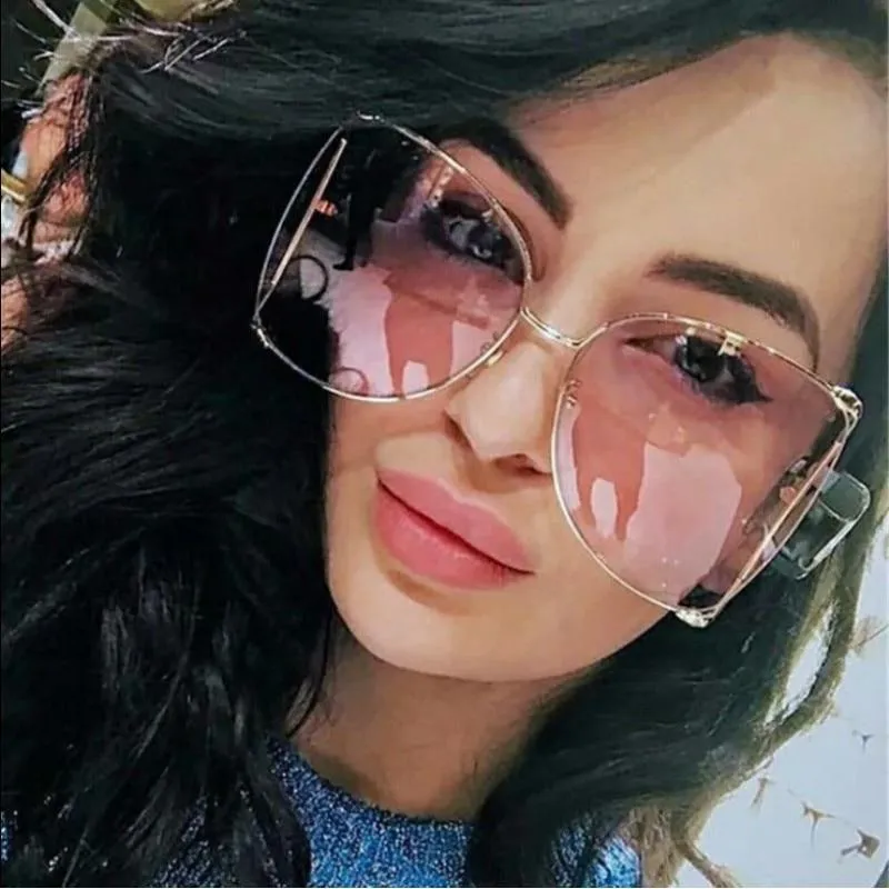 Oversized Square UV400 Women's Designer Sunglasses with Pearl