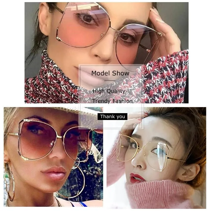 Oversized Square UV400 Women's Designer Sunglasses with Pearl