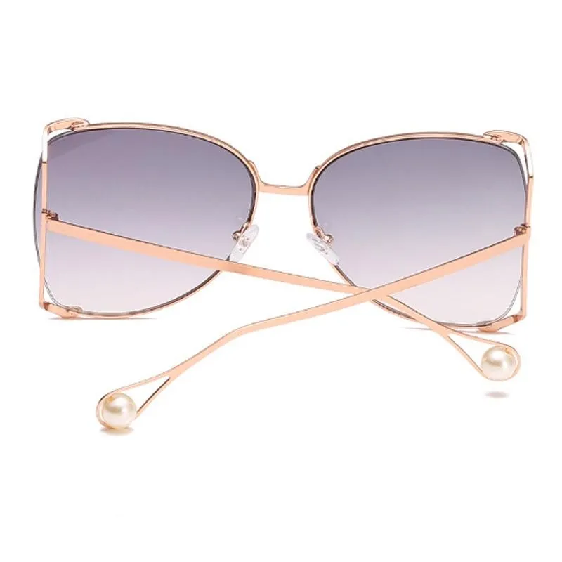 Oversized Square UV400 Women's Designer Sunglasses with Pearl