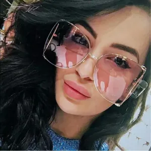 Oversized Square UV400 Women's Designer Sunglasses with Pearl