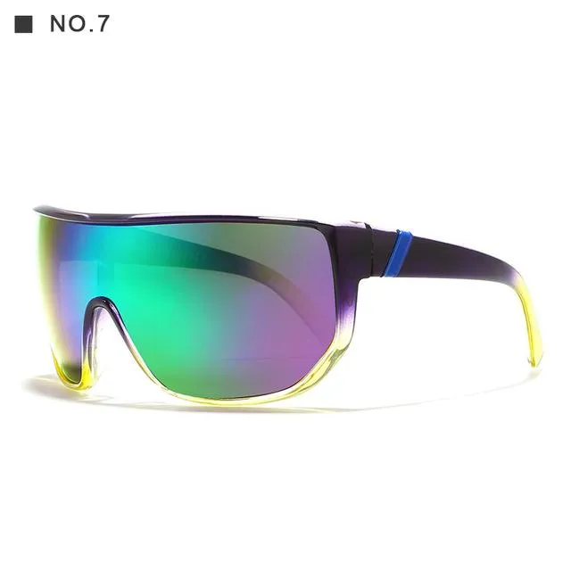 Oversized Unisex Big Shield Anti-Reflective Sunglasses with Designer Box