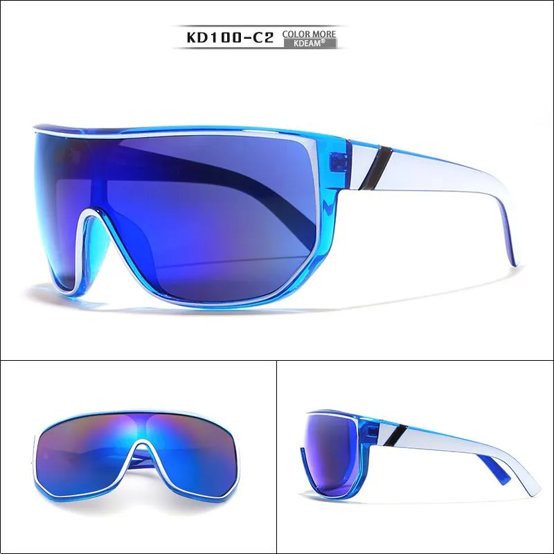 Oversized Unisex Big Shield Anti-Reflective Sunglasses with Designer Box