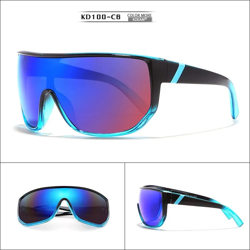 Oversized Unisex Big Shield Anti-Reflective Sunglasses with Designer Box