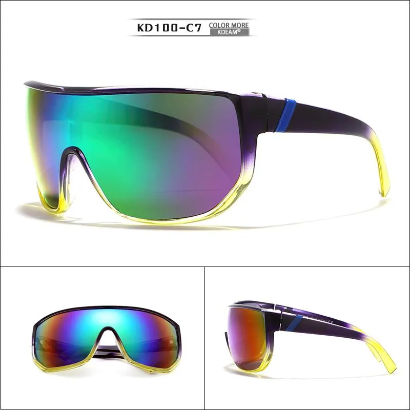 Oversized Unisex Big Shield Anti-Reflective Sunglasses with Designer Box