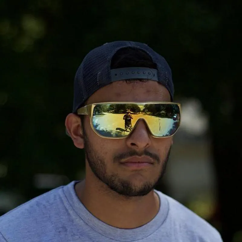 Oversized Unisex Big Shield Anti-Reflective Sunglasses with Designer Box