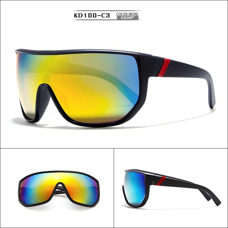 Oversized Unisex Big Shield Anti-Reflective Sunglasses with Designer Box