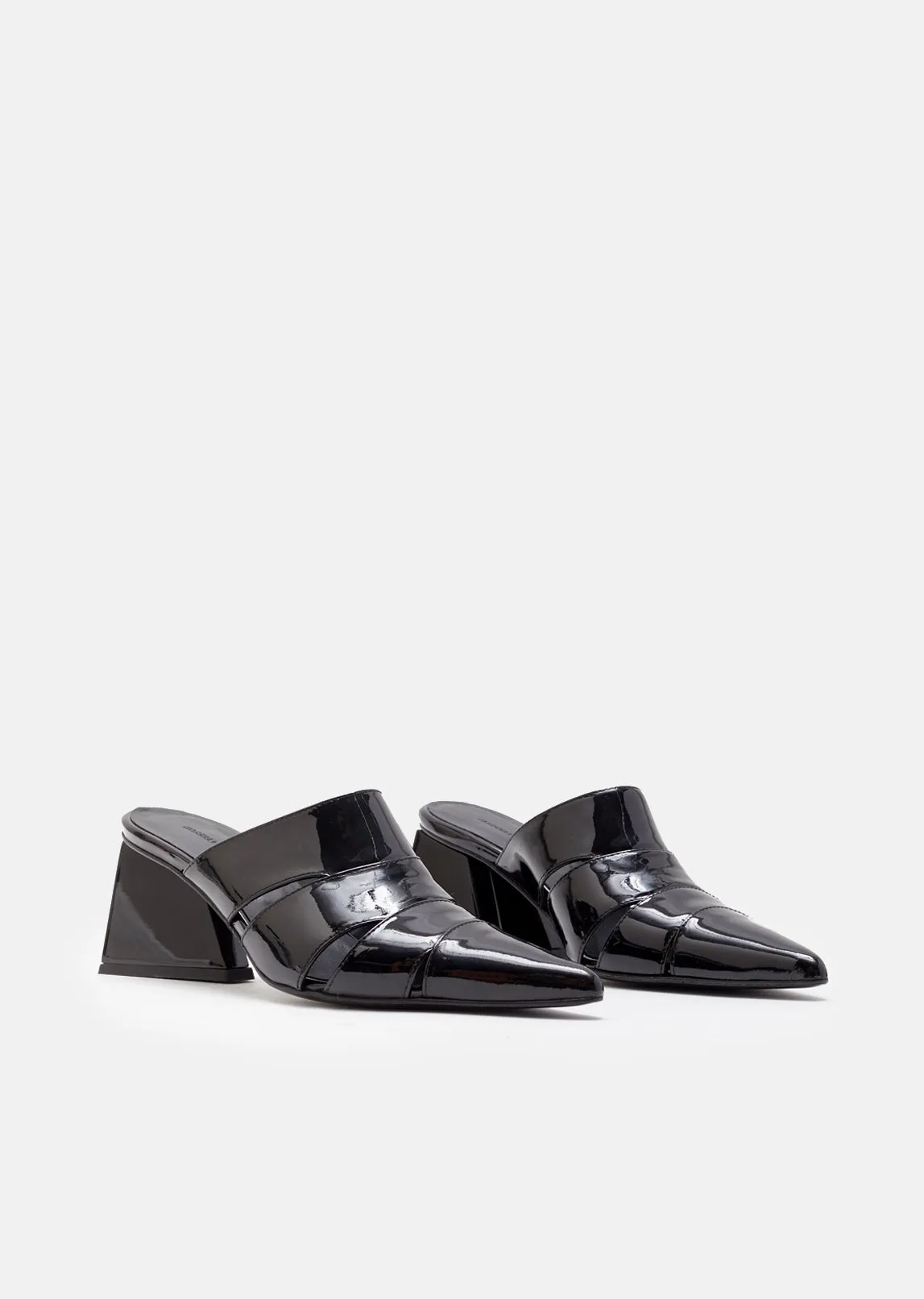 Patent Leather Mid Heel Wrap Mule