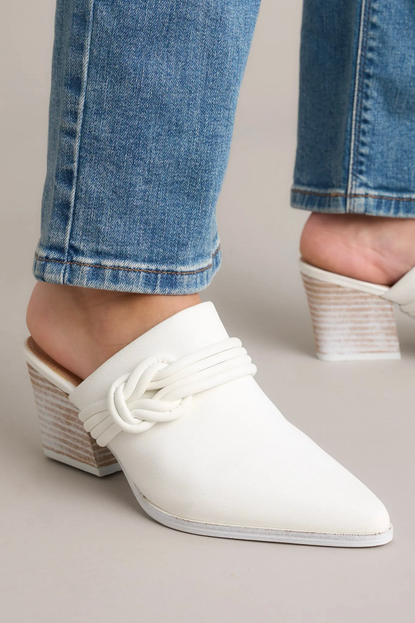 Paving The Path White High Heel Mule