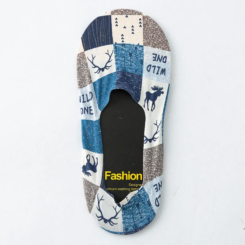 Plus Size Animal Print No Show Socks(5 Pairs)