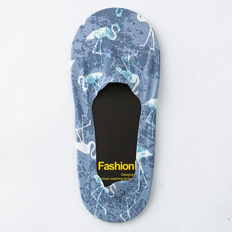 Plus Size Animal Print No Show Socks(5 Pairs)