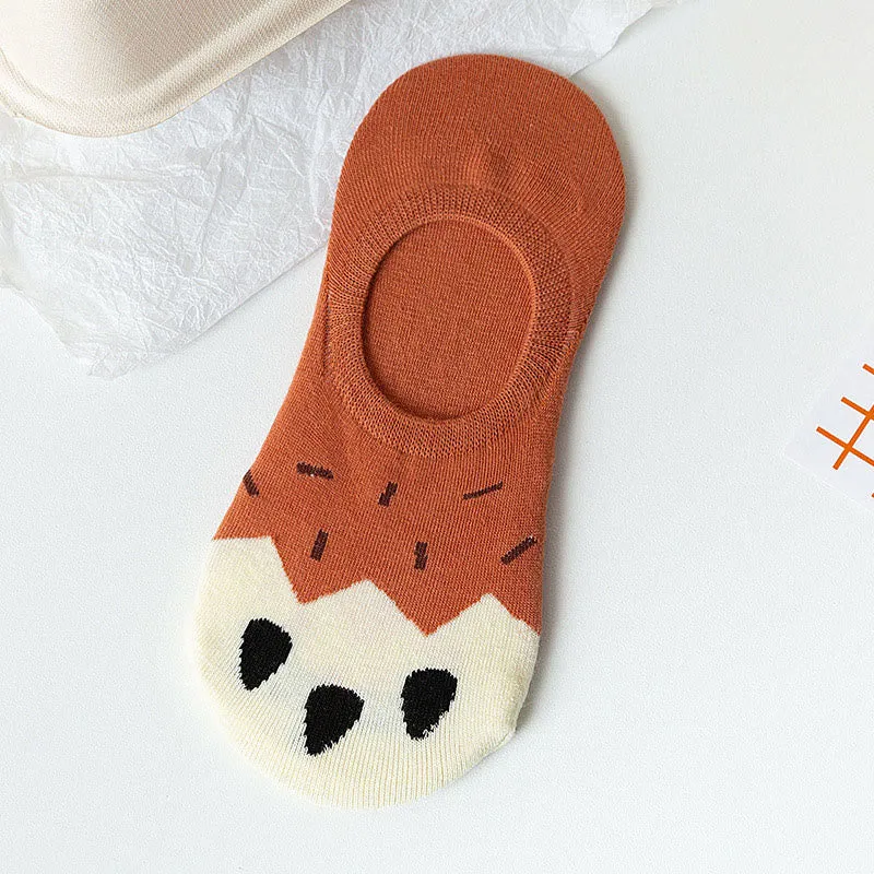 Plus Size Cat Footprints No Show Socks(5 Pairs)