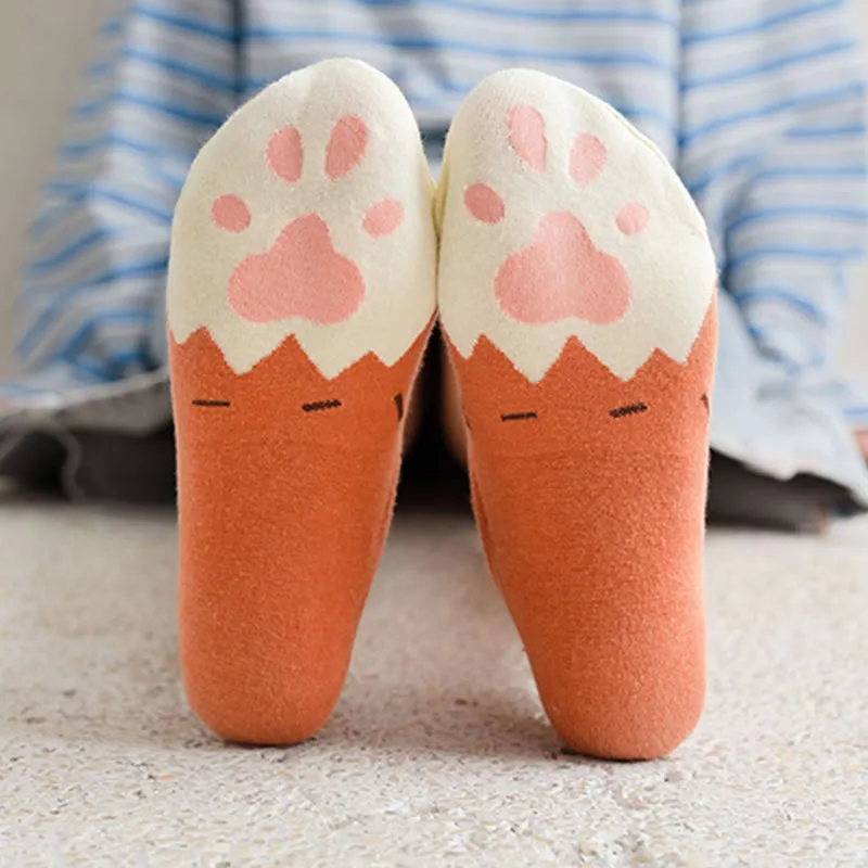 Plus Size Cat Footprints No Show Socks(5 Pairs)
