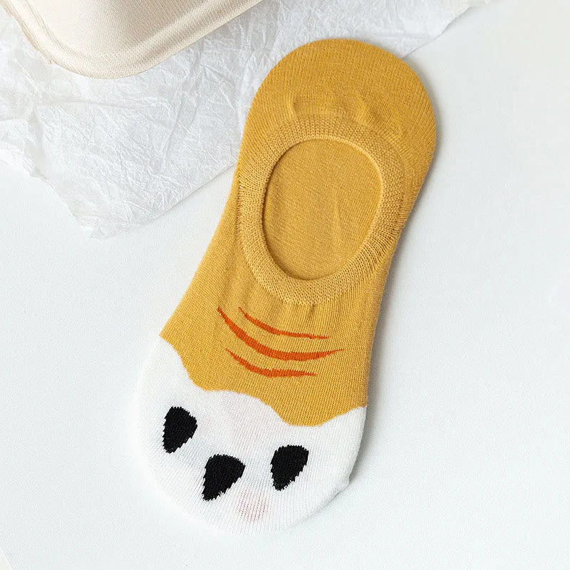 Plus Size Cat Footprints No Show Socks(5 Pairs)