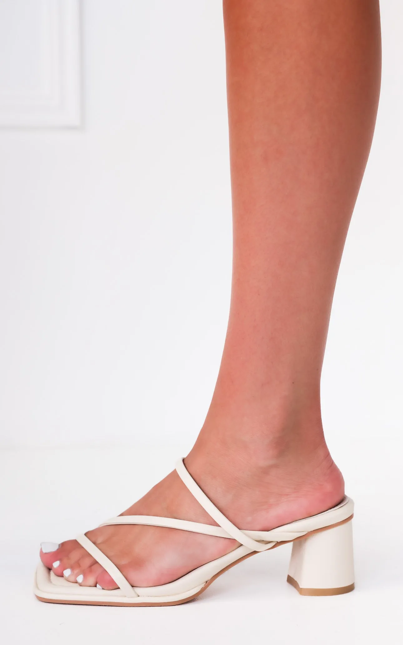 (Preorder) Zella Block Mule Heels - Bone Beige