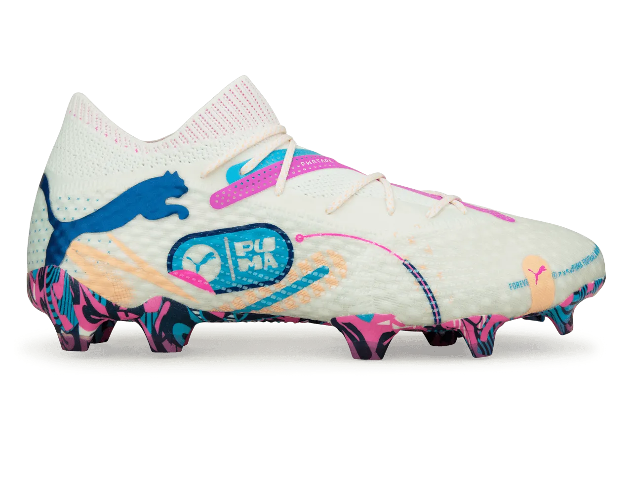 PUMA Men's Future 7 Ultimate Volume Up FG/AG White/Luminous Blue