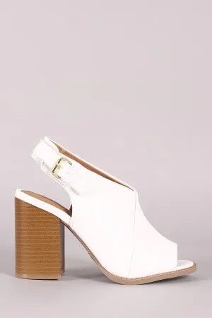 Qupid Peep Toe Slingback Chunky Mule Heel