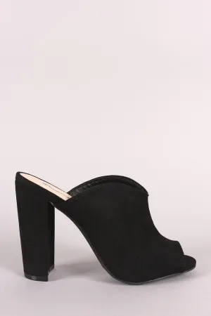 Qupid Suede Chunk Heel Mule