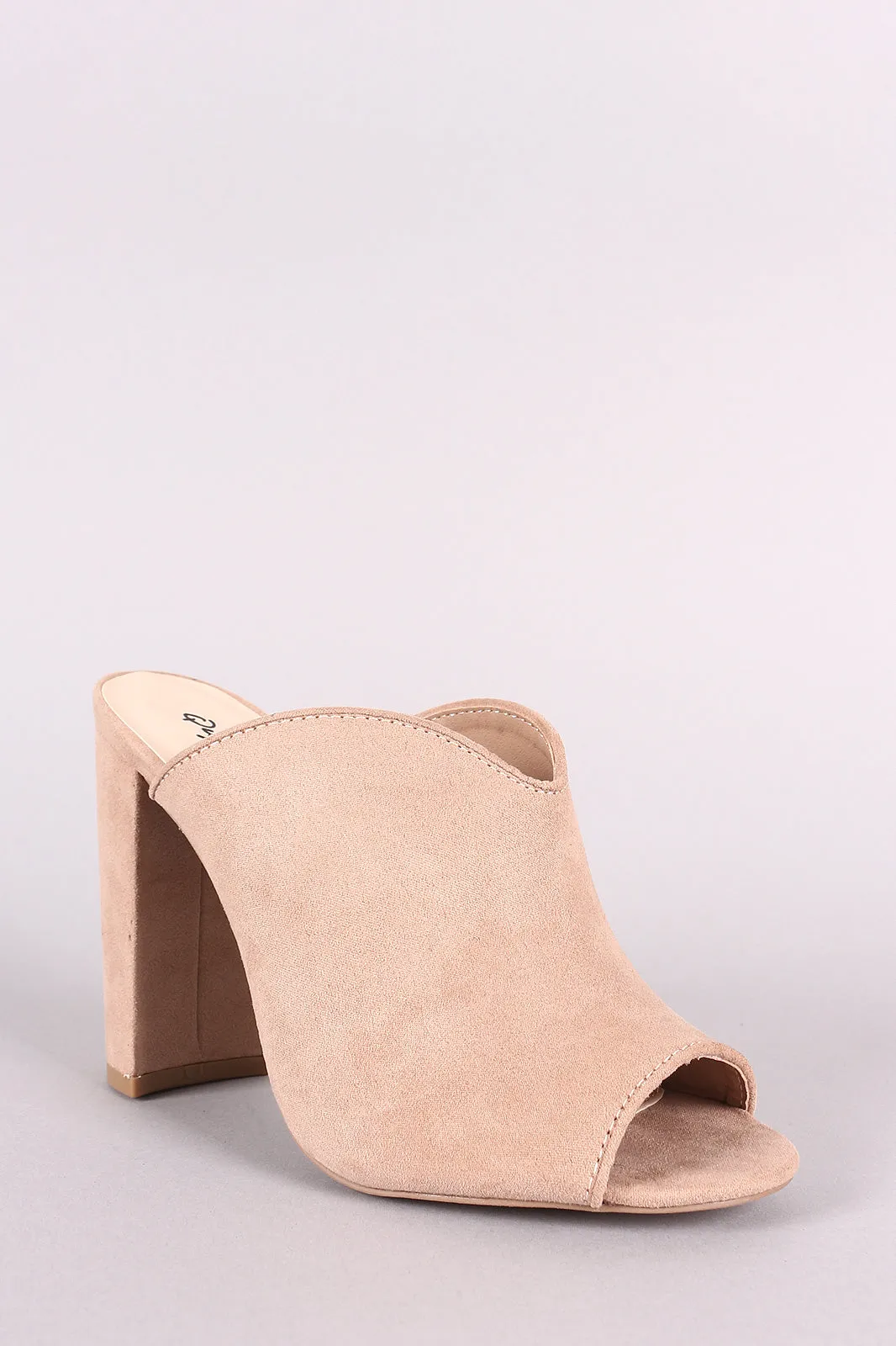 Qupid Suede Chunk Heel Mule
