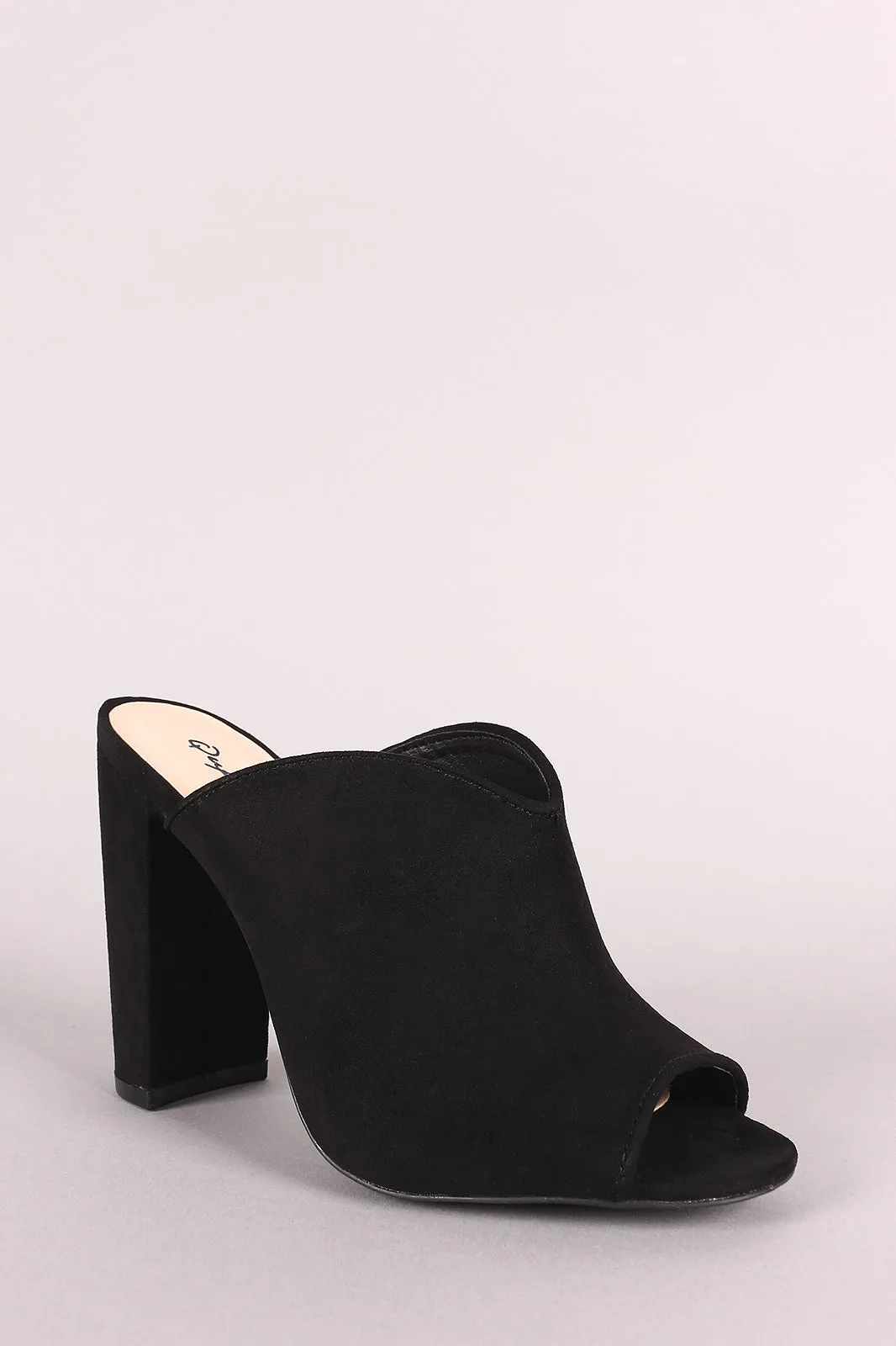 Qupid Suede Chunk Heel Mule