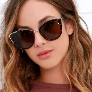 Retro Fashion Cat Eye Half Metal Frame Vintage Design Women's Sunglasses