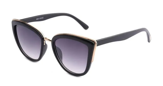 Retro Fashion Cat Eye Half Metal Frame Vintage Design Women's Sunglasses