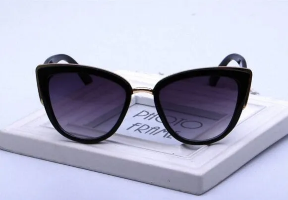 Retro Fashion Cat Eye Half Metal Frame Vintage Design Women's Sunglasses