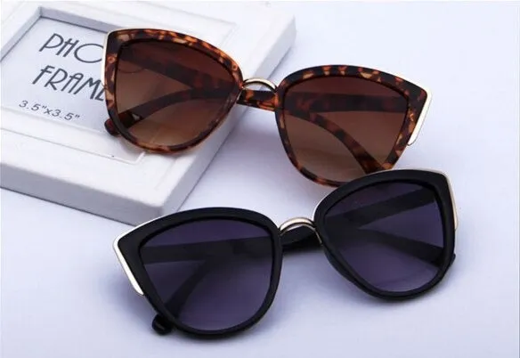 Retro Fashion Cat Eye Half Metal Frame Vintage Design Women's Sunglasses